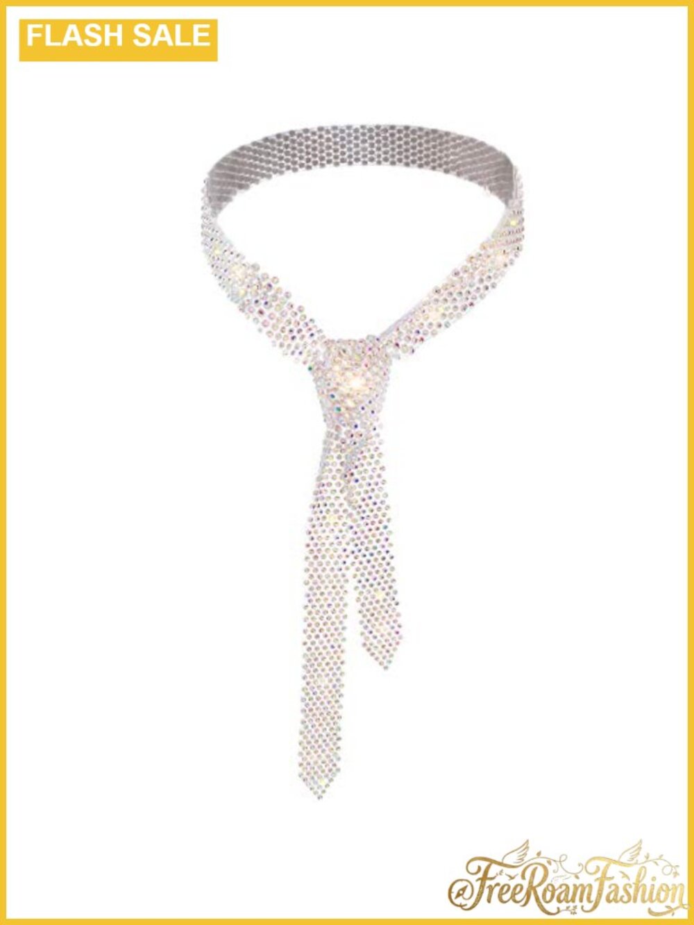 Rhinestone Neck Tie Scarf Belt Cotton Handmade Women Accessory